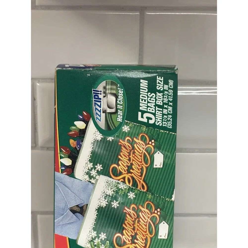 Vintage Ziploc Holiday Medium Bags Slide-Loc Lot of 8 Seasons Greetings Open Box